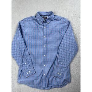 Charles Tyrwhitt Classic Fit Mens Size L Blue Windowpane Button Up Shirt